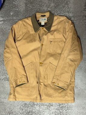 Vtg LL Bean Field Coat Canvas Chore Work Jacket Duck Corduroy Trim 2XL Tall